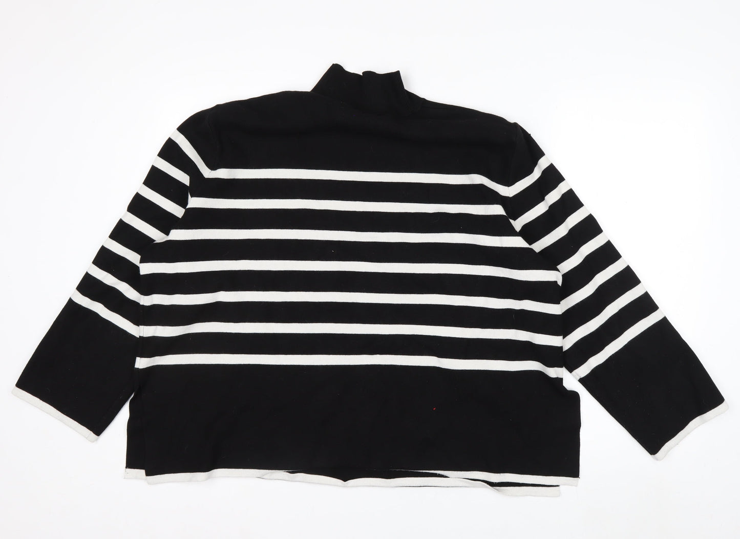 H&M Women’s Black White Striped Mock Neck Long Sleeve Jumper Size 18