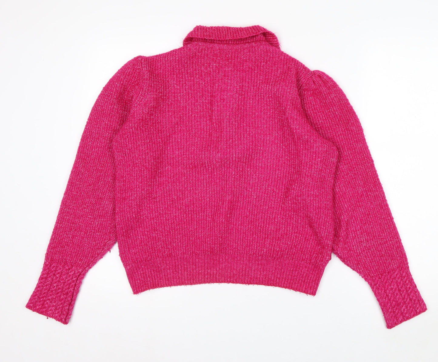 Next Womens Pink Collared Henley Knit Jumper Size M UK 12