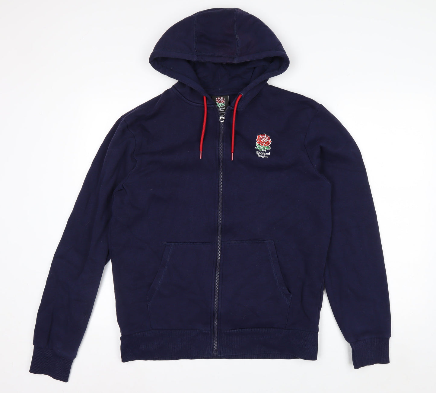 England Rugby Men's Blue Full Zip Hoodie Size M Embroidered Logo