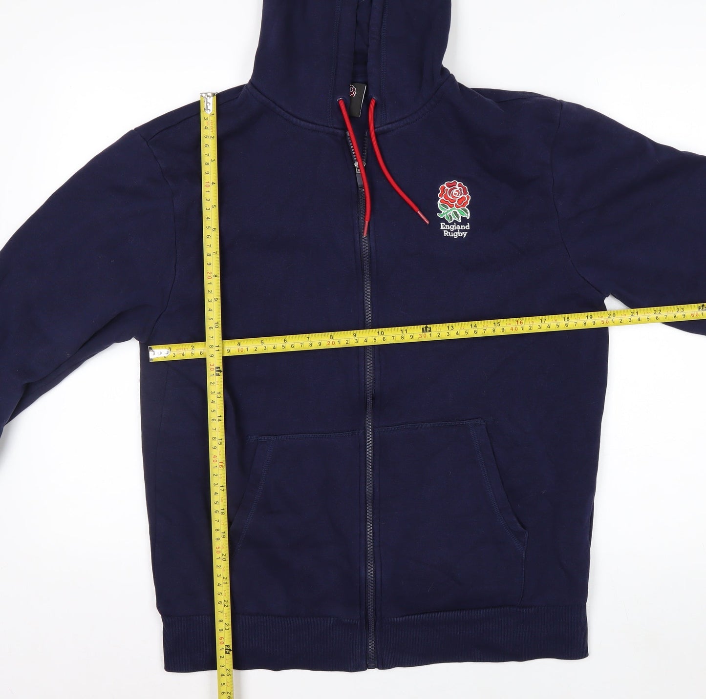 England Rugby Men's Blue Full Zip Hoodie Size M Embroidered Logo