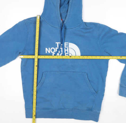 The North Face Men's Blue Pullover Hoodie M Logo Cotton Fleece