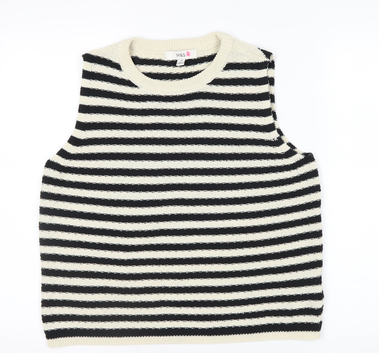 Marks and Spencer Women’s Black Stripe Knit Sleeveless Tank Top M