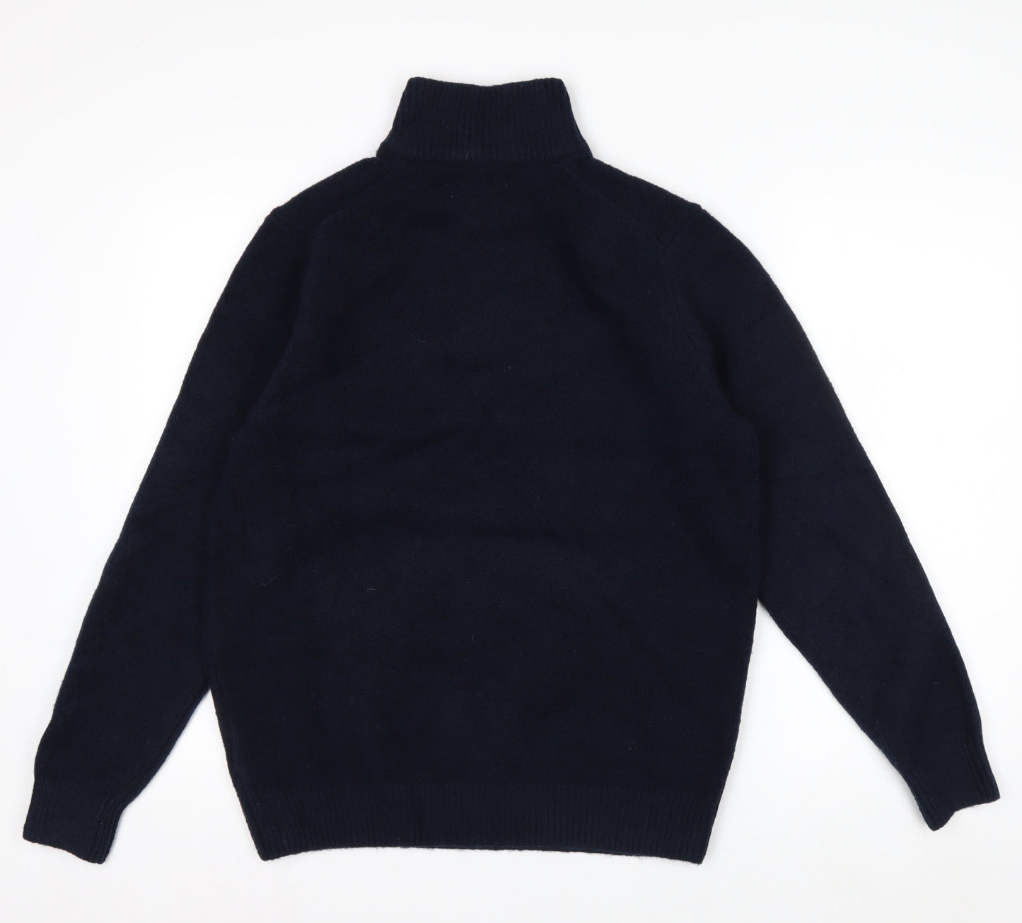 Marks and Spencer Men's Blue Geometric 1/2 Zip Wool Blend Jumper M