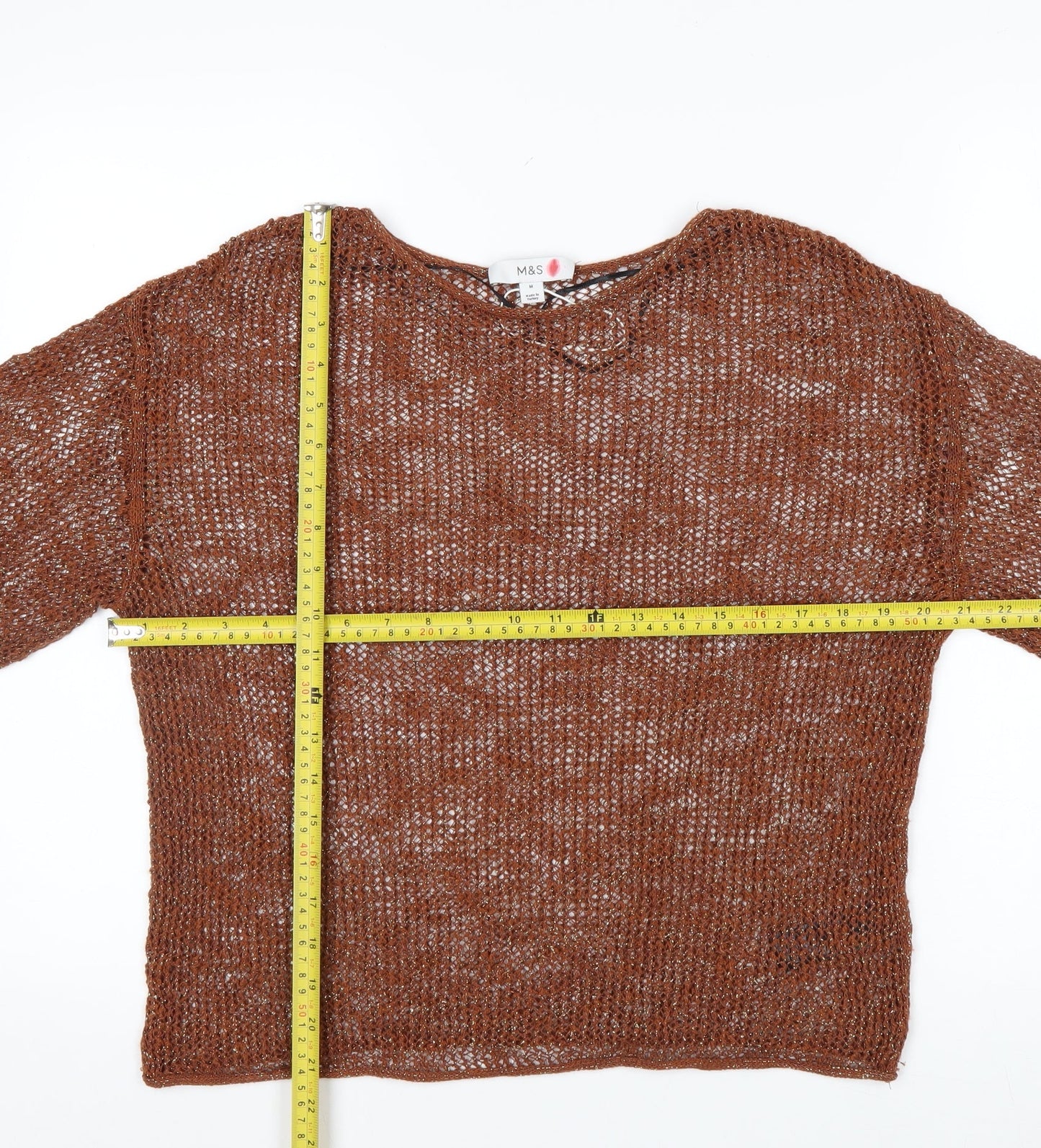 Marks and Spencer Women’s Brown Open-Knit Pullover Jumper Size M
