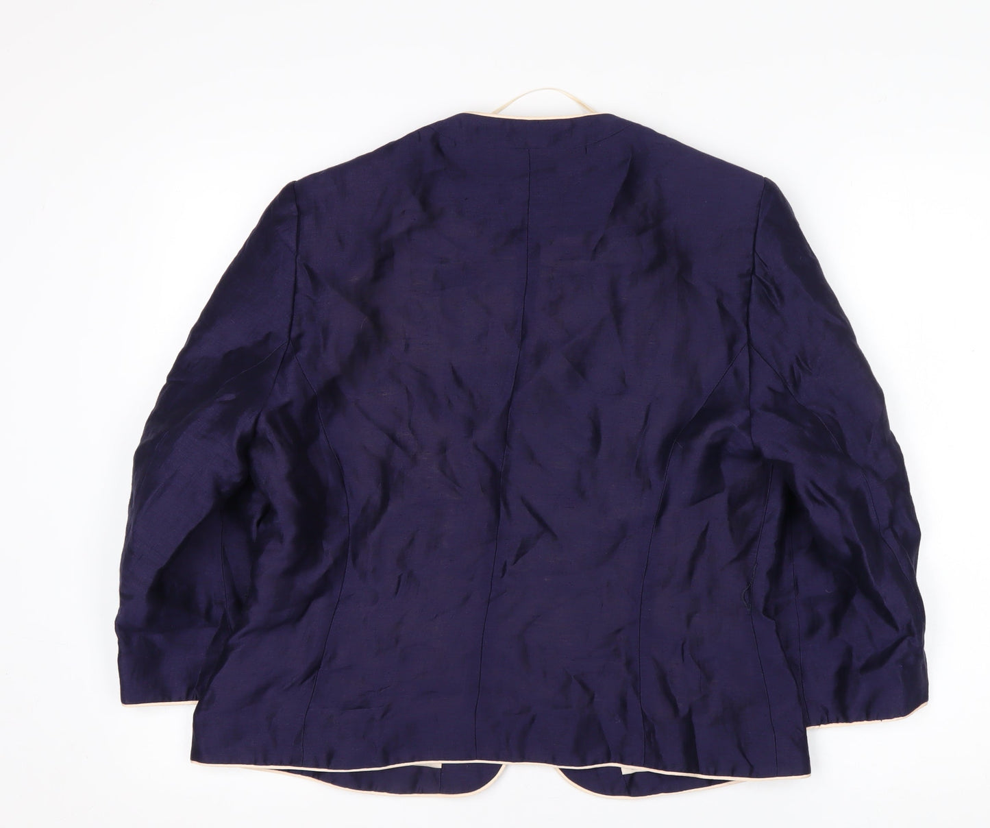 Kaliko Women's Blue Linen Blend Suit Jacket Size 16 Lined Lightweight