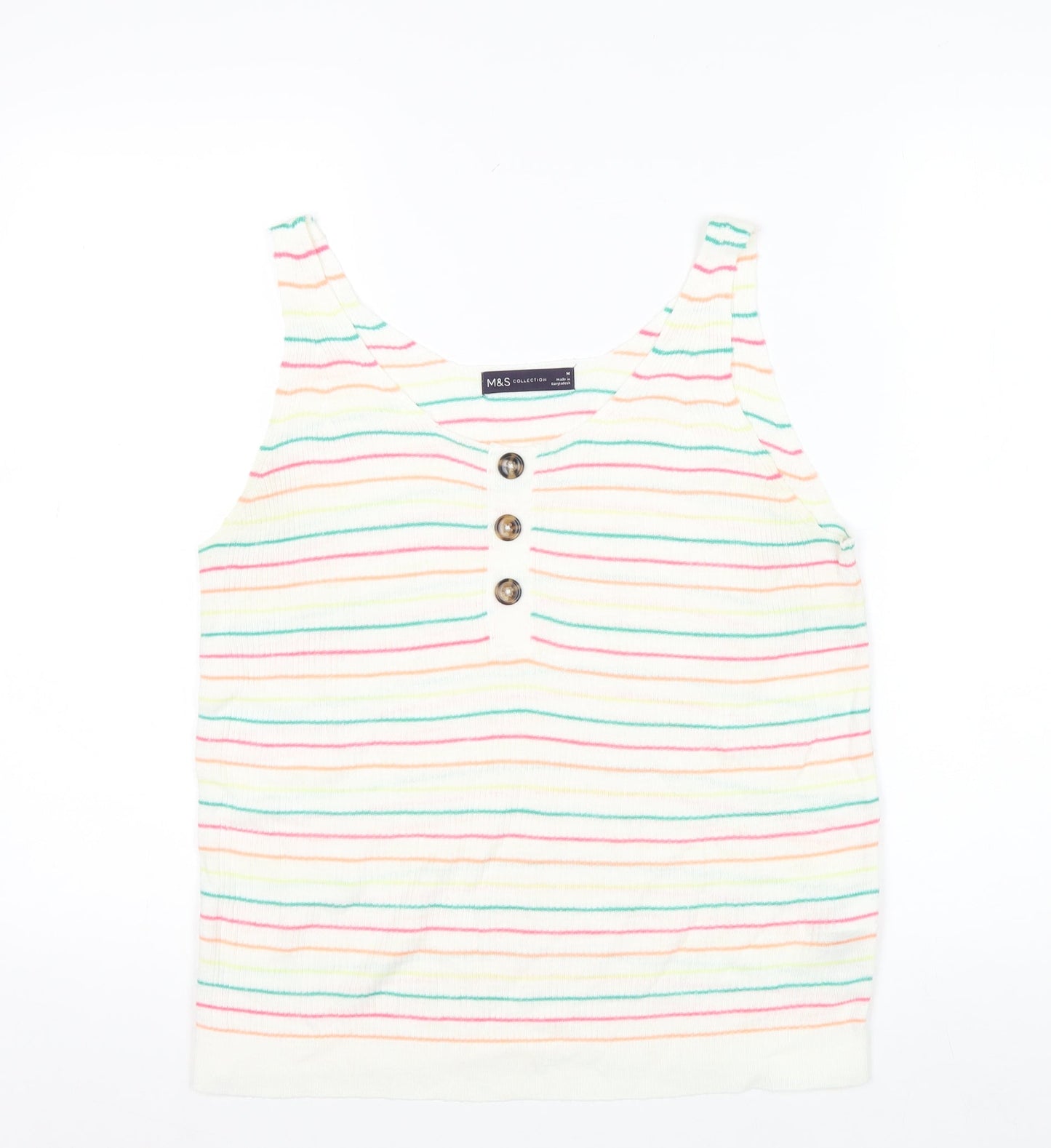 Marks and Spencer Women's Multicoloured Striped Knit Tank Top M