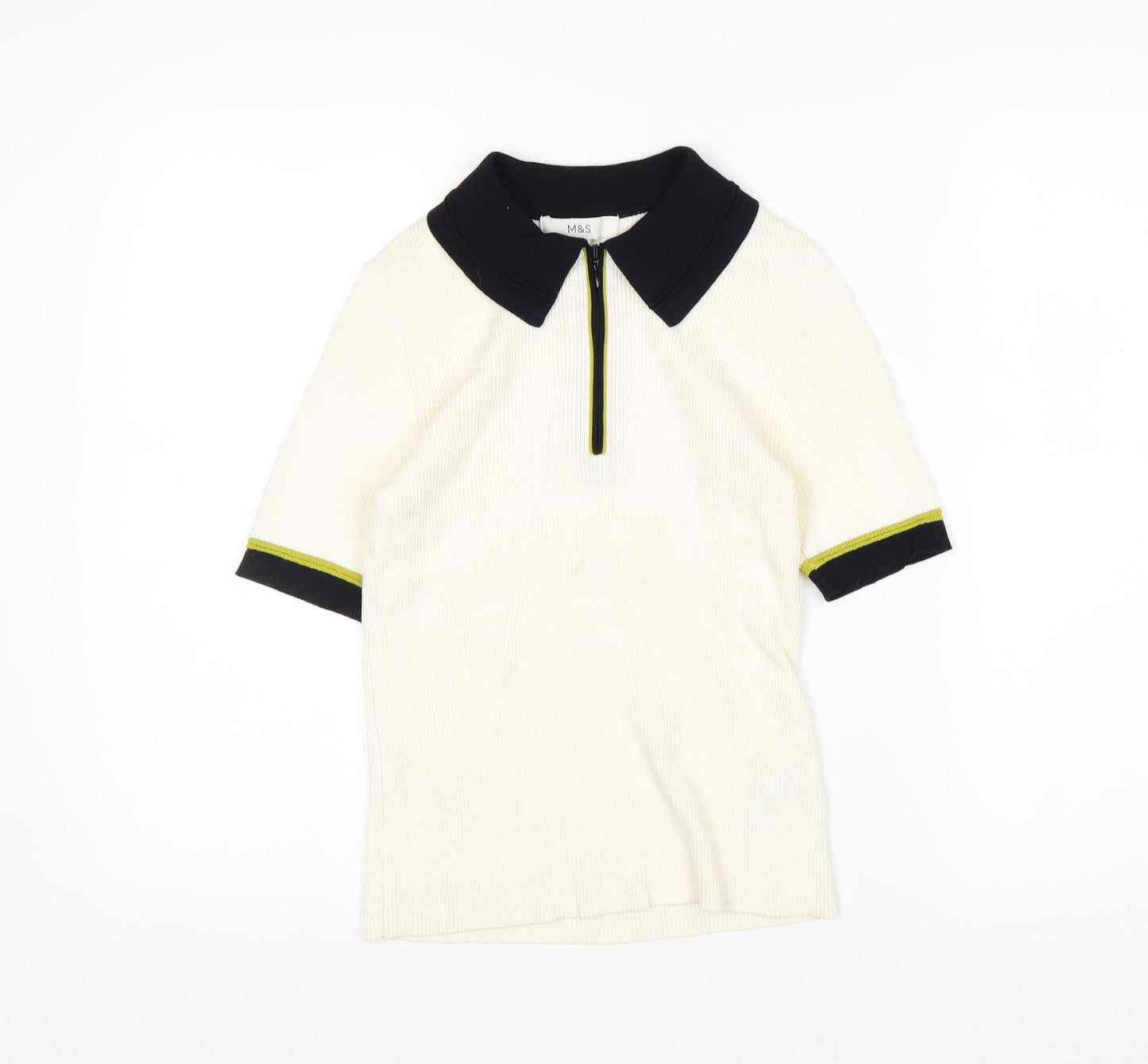 Marks and Spencer Women’s Ivory Knit Collared Polo Top Size S