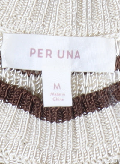 Marks and Spencer Per Una Women Beige Brown Striped Knit Jumper M