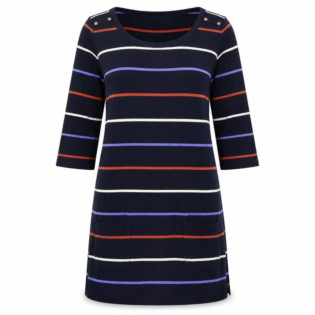 Marks & Spencer Women’s Blue Striped Cotton Tunic Top Size 10