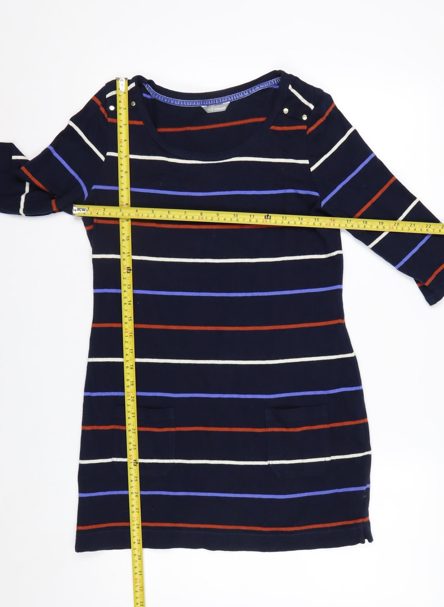 Marks and Spencer Women’s Blue Striped Cotton Tunic Top Size 10