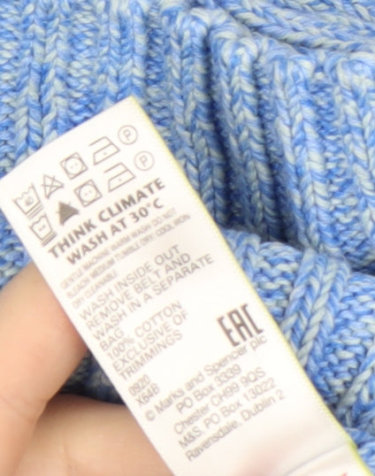 Marks and Spencer Women’s Blue Cotton Crew Neck Chunky Knit Jumper Size 14