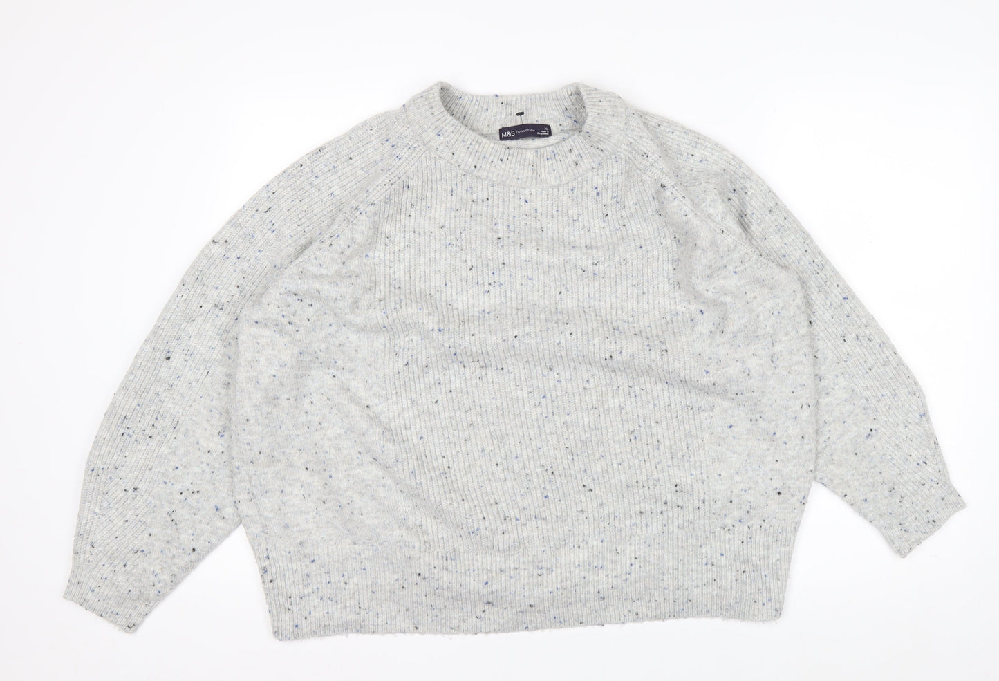 Marks and Spencer Men's Grey XL Crew Neck Chunky Knit Jumper