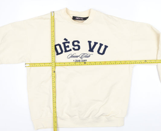Dès Vu Women's Beige Pullover Sweatshirt XS Cotton Blend