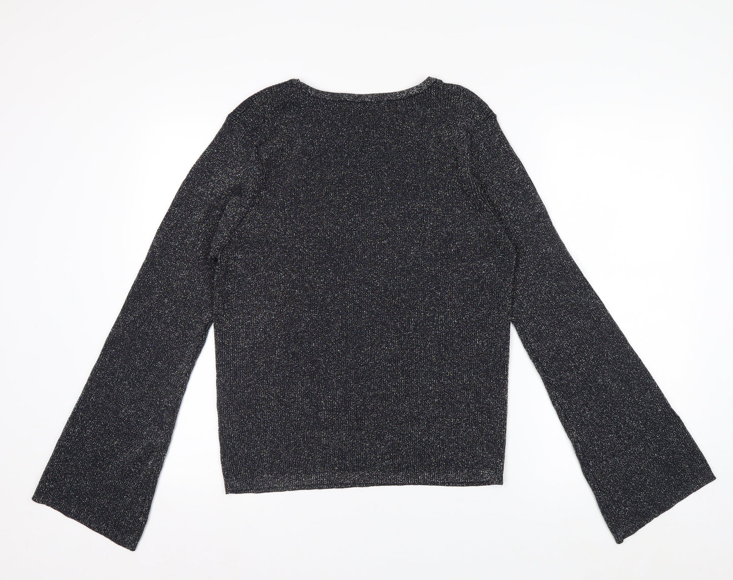 Marks and Spencer Women’s Black Glitter Knit Long Sleeve Top XL