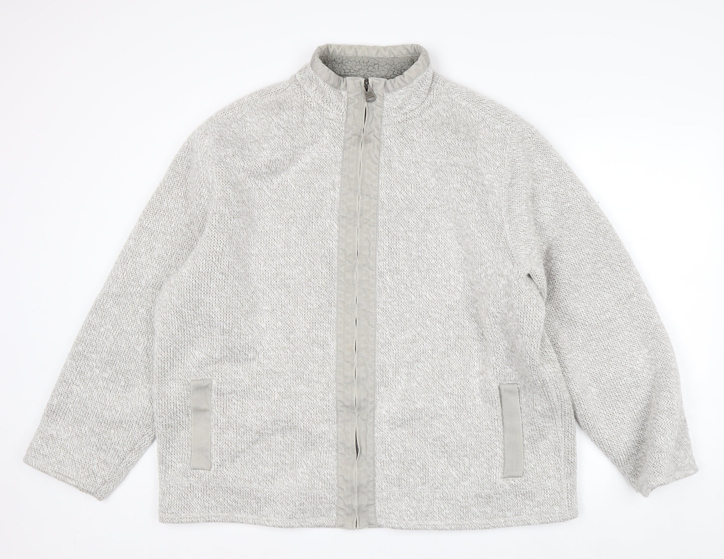Marks and Spencer Men’s Grey Full Zip Acrylic Knit Jumper 2XL
