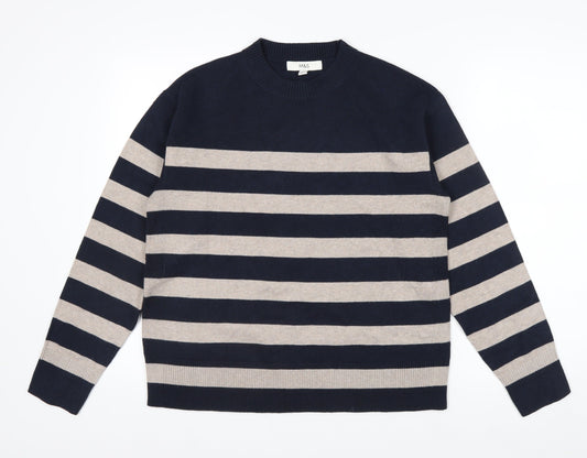 Marks and Spencer Men's Blue Striped Crew Neck Pullover Jumper Size M