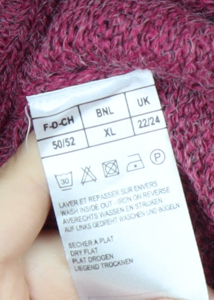 Damart Women’s Pink Crew Neck Pullover Jumper XL 22/24 Acrylic Blend