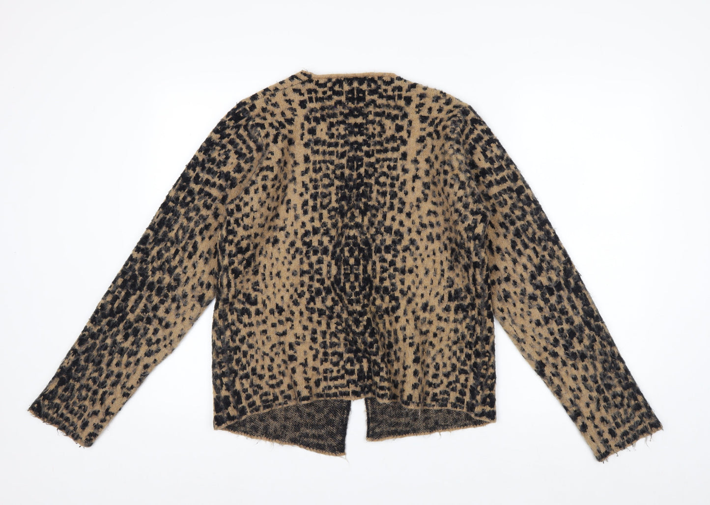Boohoo Women’s Beige Leopard Print V-Neck Long Sleeve Cardigan L