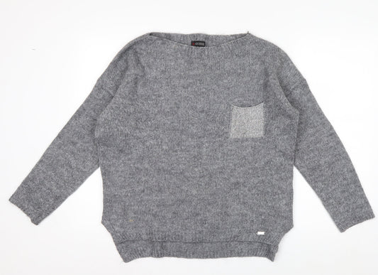 Guess Women’s Grey Chunky-Knit Pullover Jumper Size M