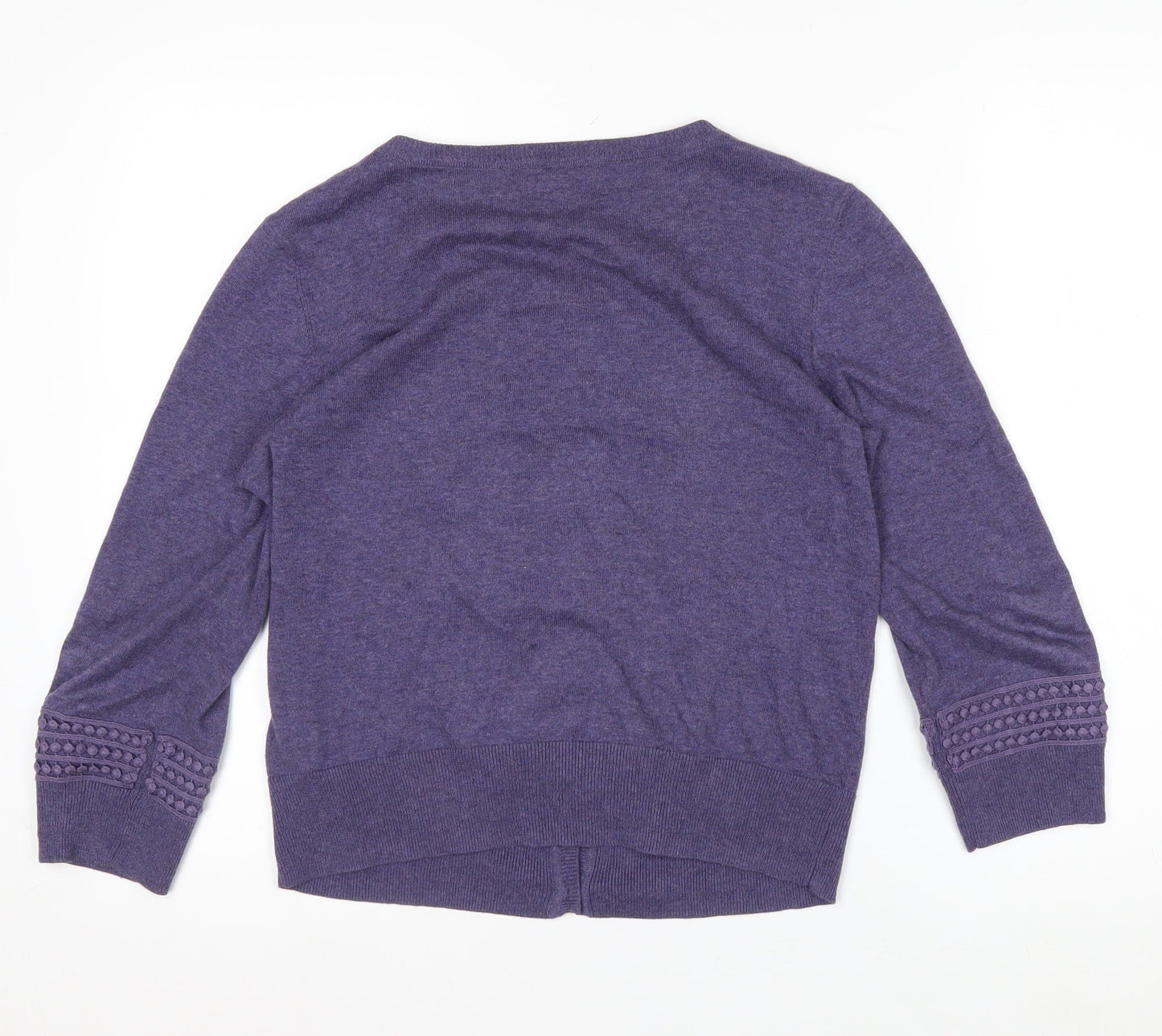 Rocha John Rocha Women Purple Cotton 3/4 Sleeve Cardigan Size 14