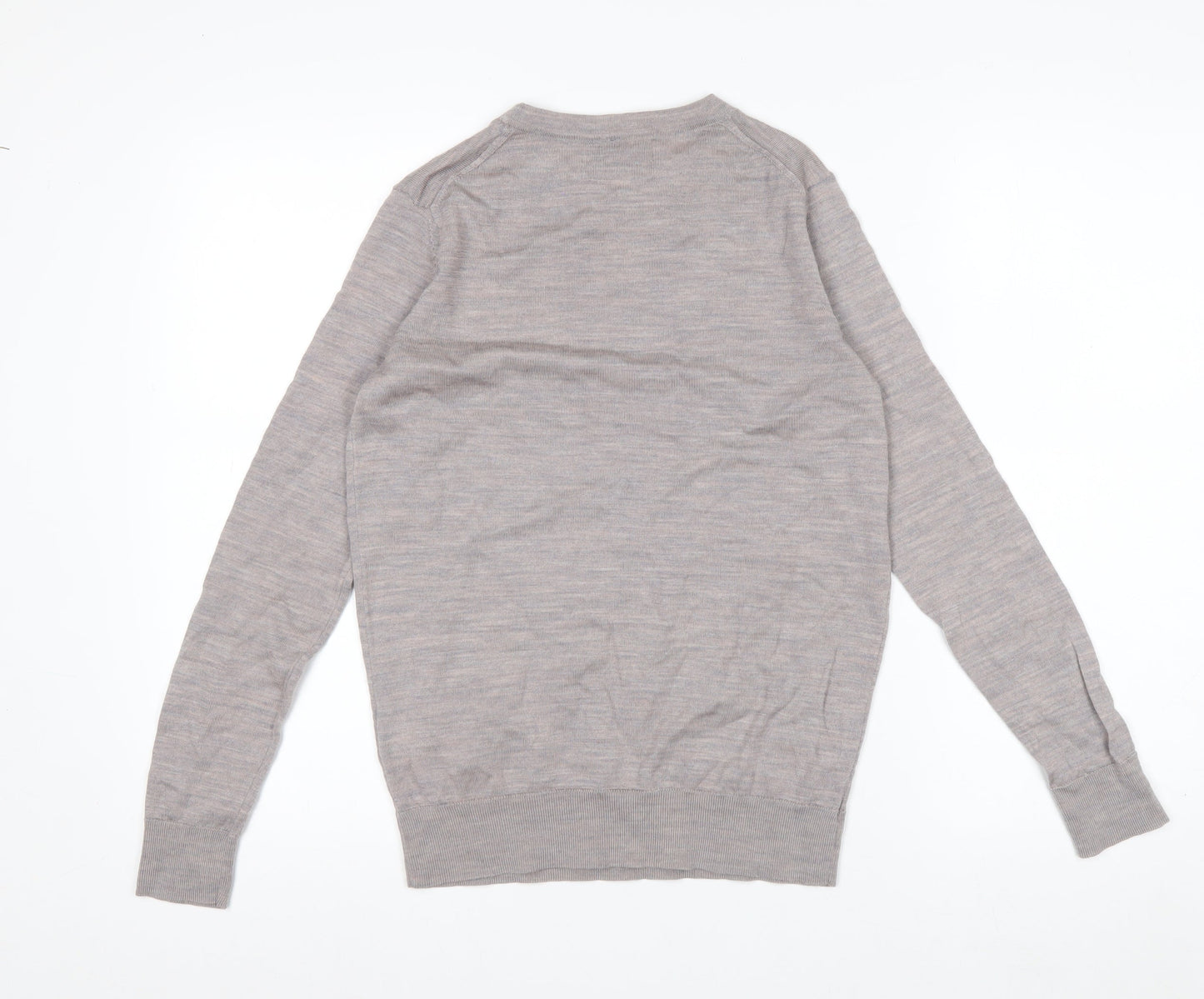 Marks and Spencer Mens Beige Merino Wool Crew Neck Jumper M