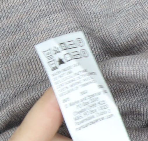 Marks and Spencer Mens Beige Merino Wool Crew Neck Jumper M