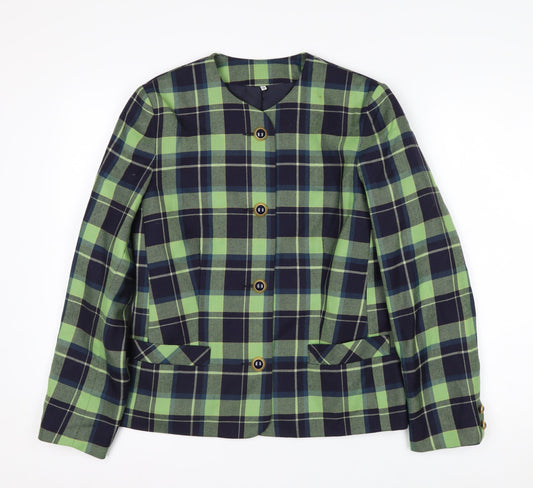 Edinburgh Castle Women's Green Check Wool Suit Jacket UK 10