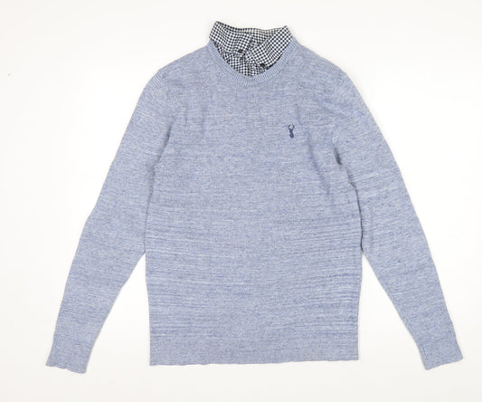 Next Men's Blue Cotton Blend Crew Neck Jumper M