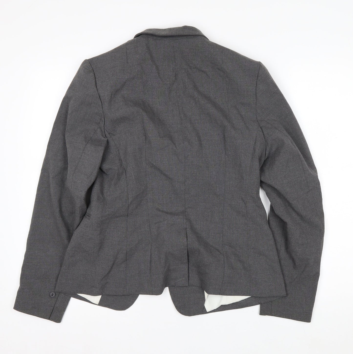 H&M Women Grey Single-Breasted Blazer Size 12 Classic Fit