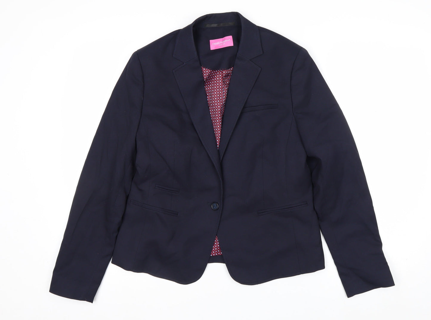 Brook Taverner Women's Navy Classic Single-Breasted Blazer Size 12R