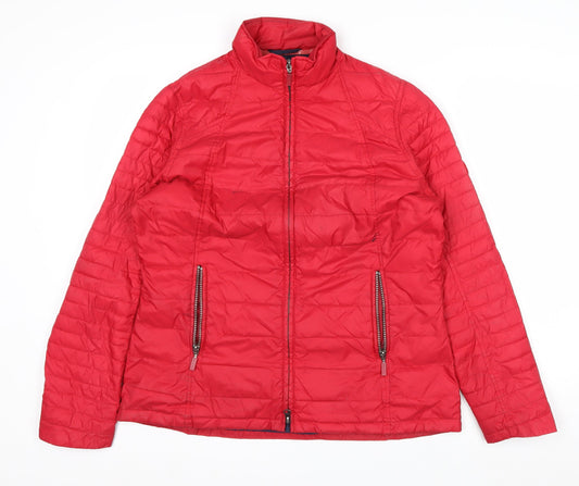 Barbour Womens Red Quilted Puffer Jacket Size 14 Lightweight Autumn Winter