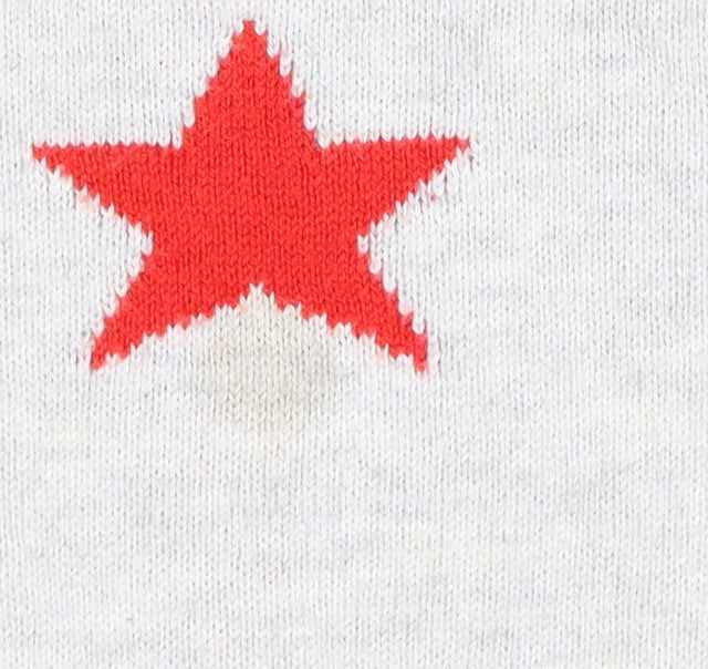 Oasis Womens Beige Red Star Crew Neck Knit Jumper Size M