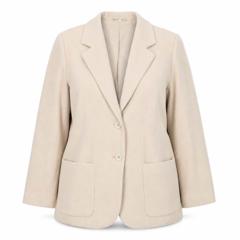 Heine Women Beige Wool Cashmere Single-Breasted Blazer Size 16