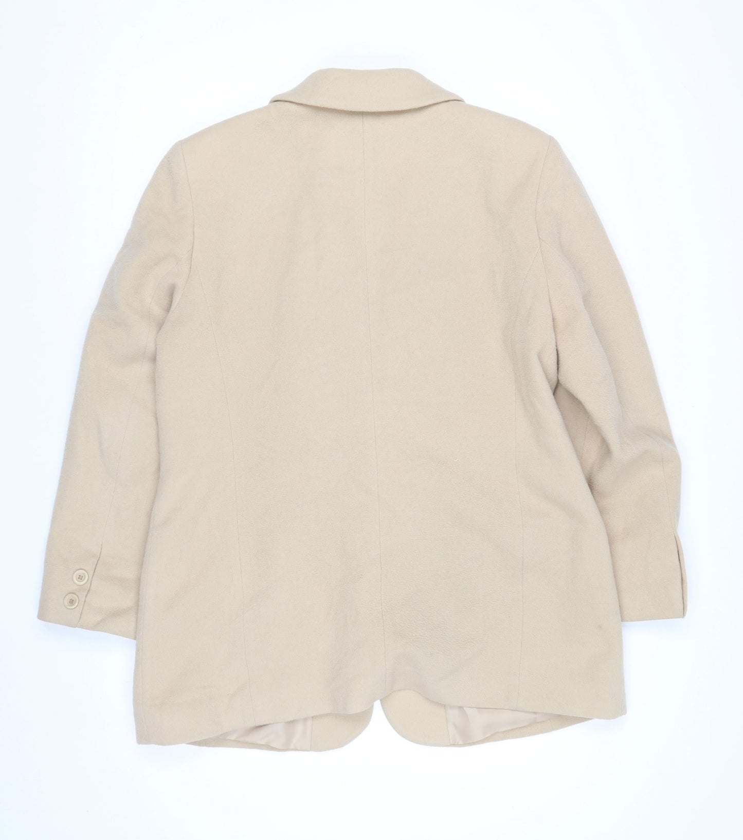 Heine Women Beige Wool Cashmere Single-Breasted Blazer Size 16