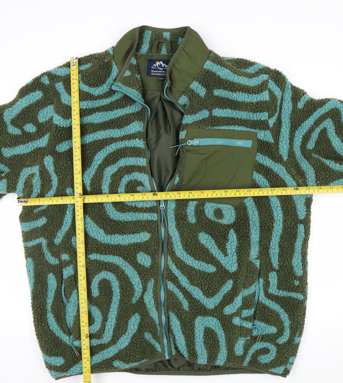 Mountain and Isles Men's Green Fleece Full Zip Jacket XL Outdoor Casual