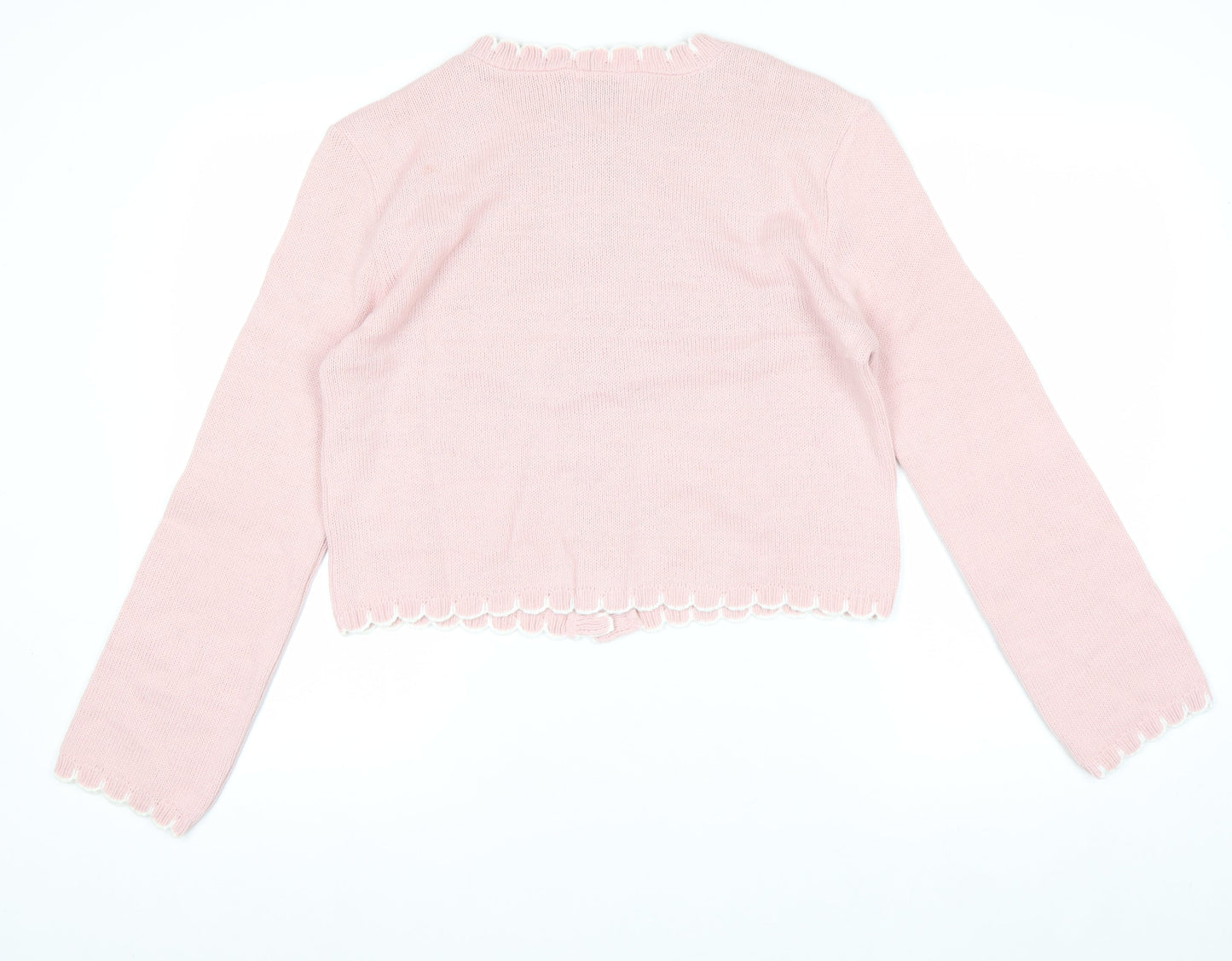 ASOS DESIGN Women's Pink Long Sleeve Ruffle Button Cardigan XS