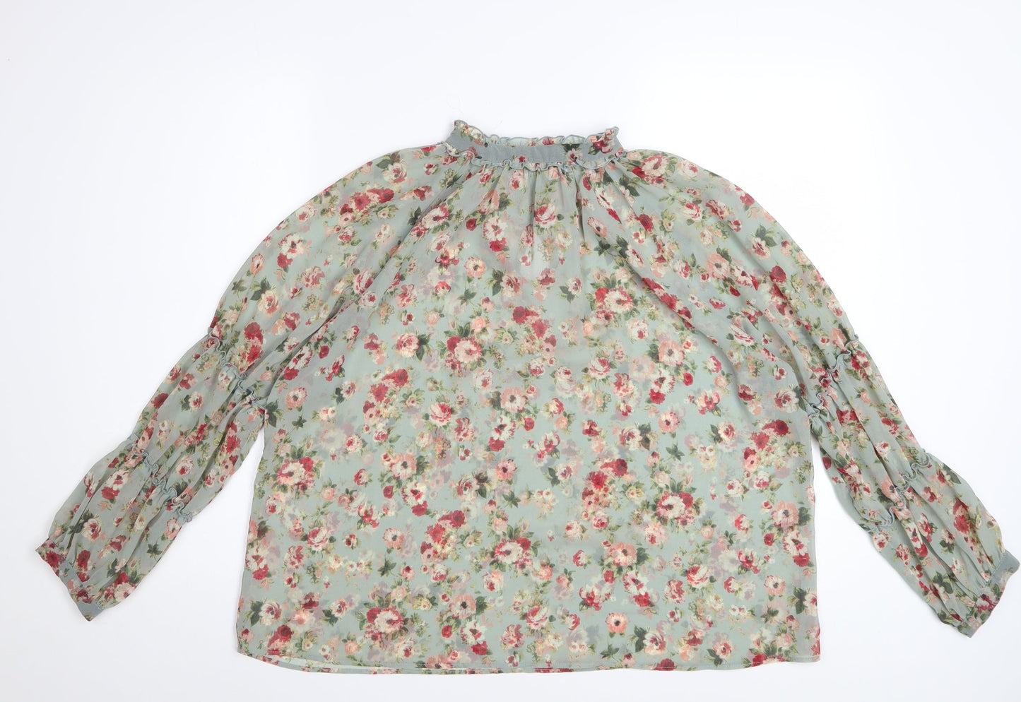 Zara Women’s Multicoloured Floral Chiffon Blouse Size S Long Sleeve
