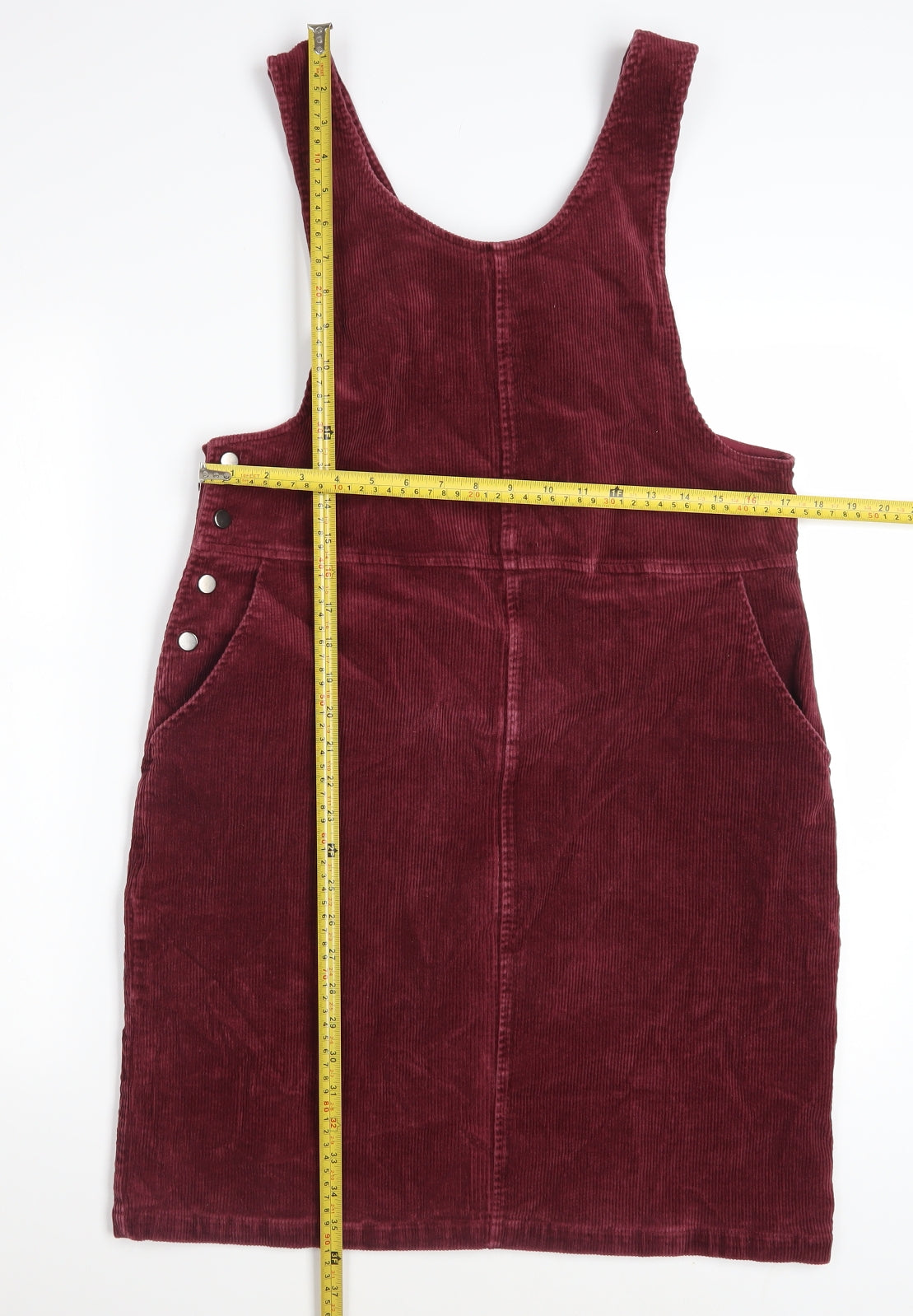 Roman Womens Red Corduroy Pinafore Dress Size 12 Sleeveless Workwear