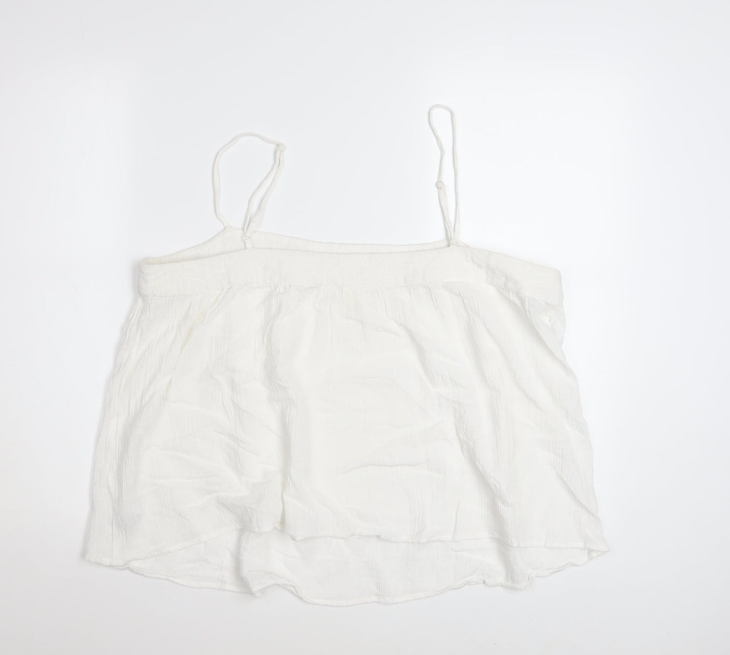 H&M Women White Camisole Tank Top L Cotton Linen Summer