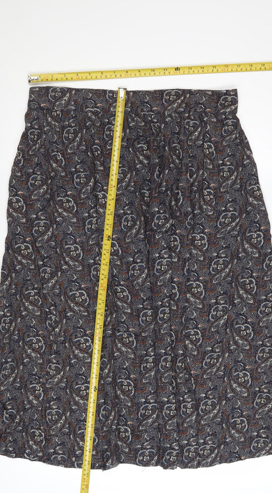 Fat Face Women's Blue Paisley Viscose A-Line Midi Skirt Size 14