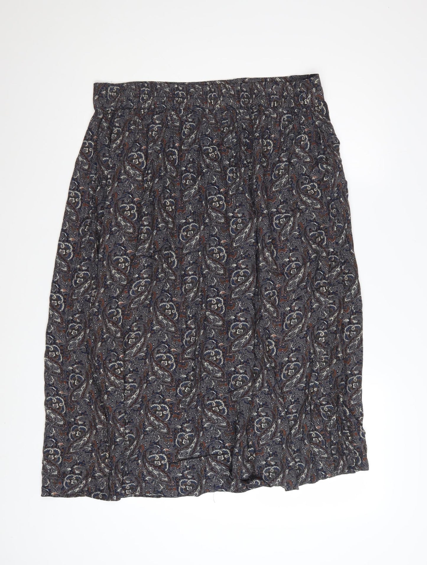 Fat Face Women's Blue Paisley Viscose A-Line Midi Skirt Size 14
