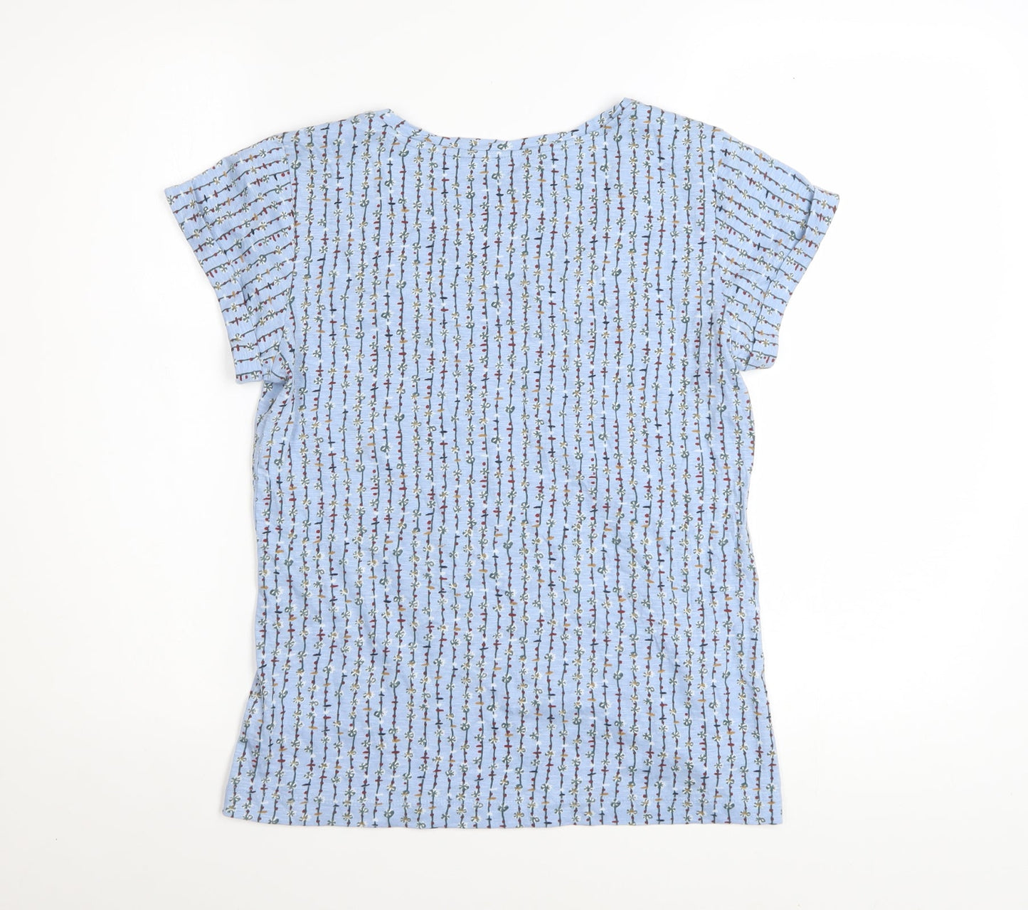 Mistral Womens Blue Floral Cotton T-Shirt Size 8 Short Sleeve