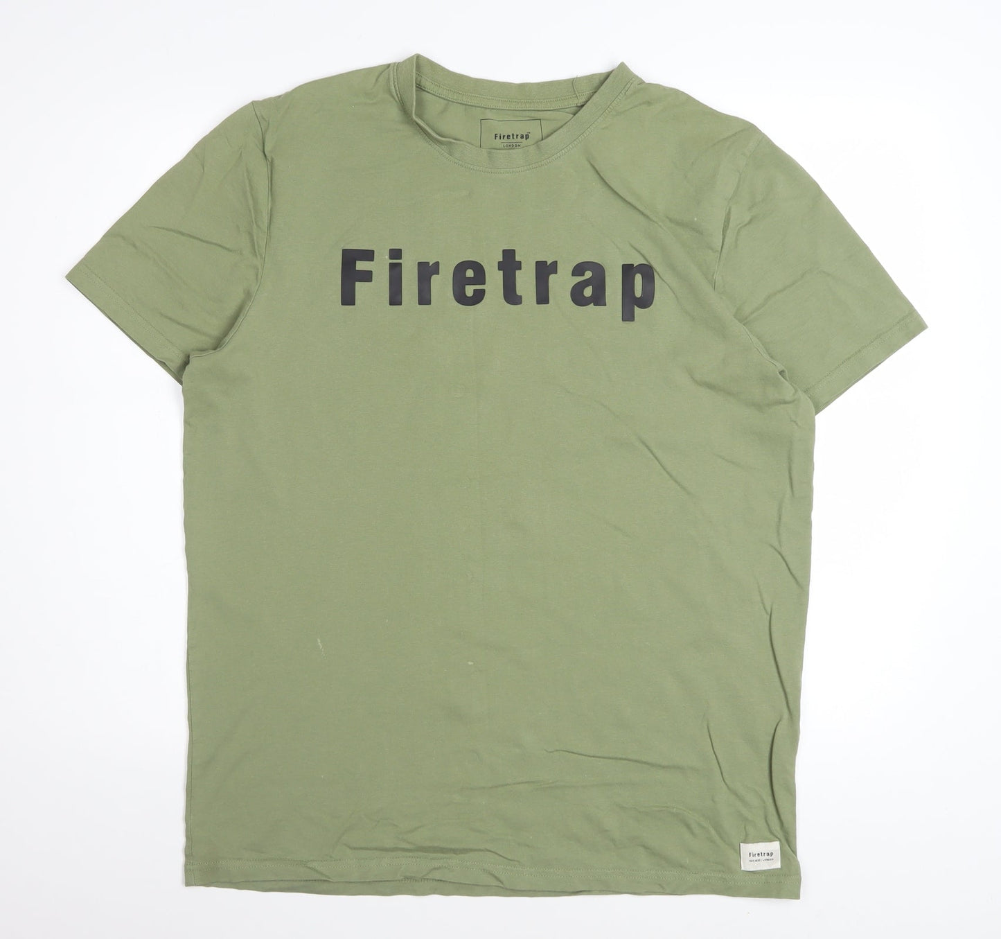 Firetrap Men's Green XL Graphic Logo Cotton T-Shirt