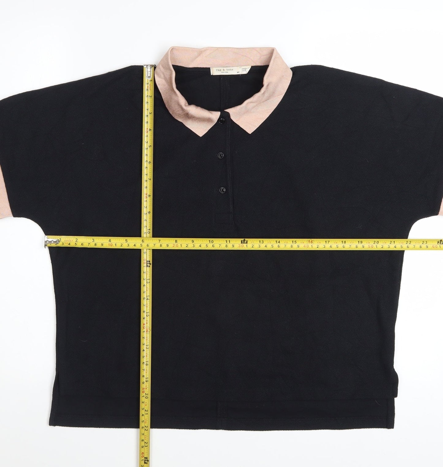 rag & bone Women's Black Short Sleeve Polo Shirt Size S