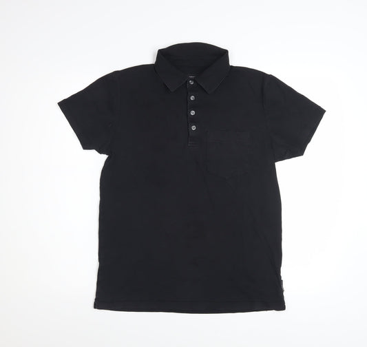 French Connection Men's Black Cotton Short Sleeve Polo M