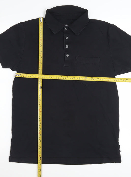French Connection Men's Black Cotton Short Sleeve Polo M