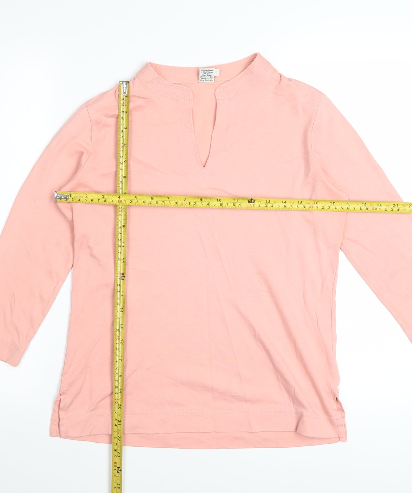 Peruvian Connection Women Pink Tunic Blouse 3/4 Sleeve 100% Cotton S