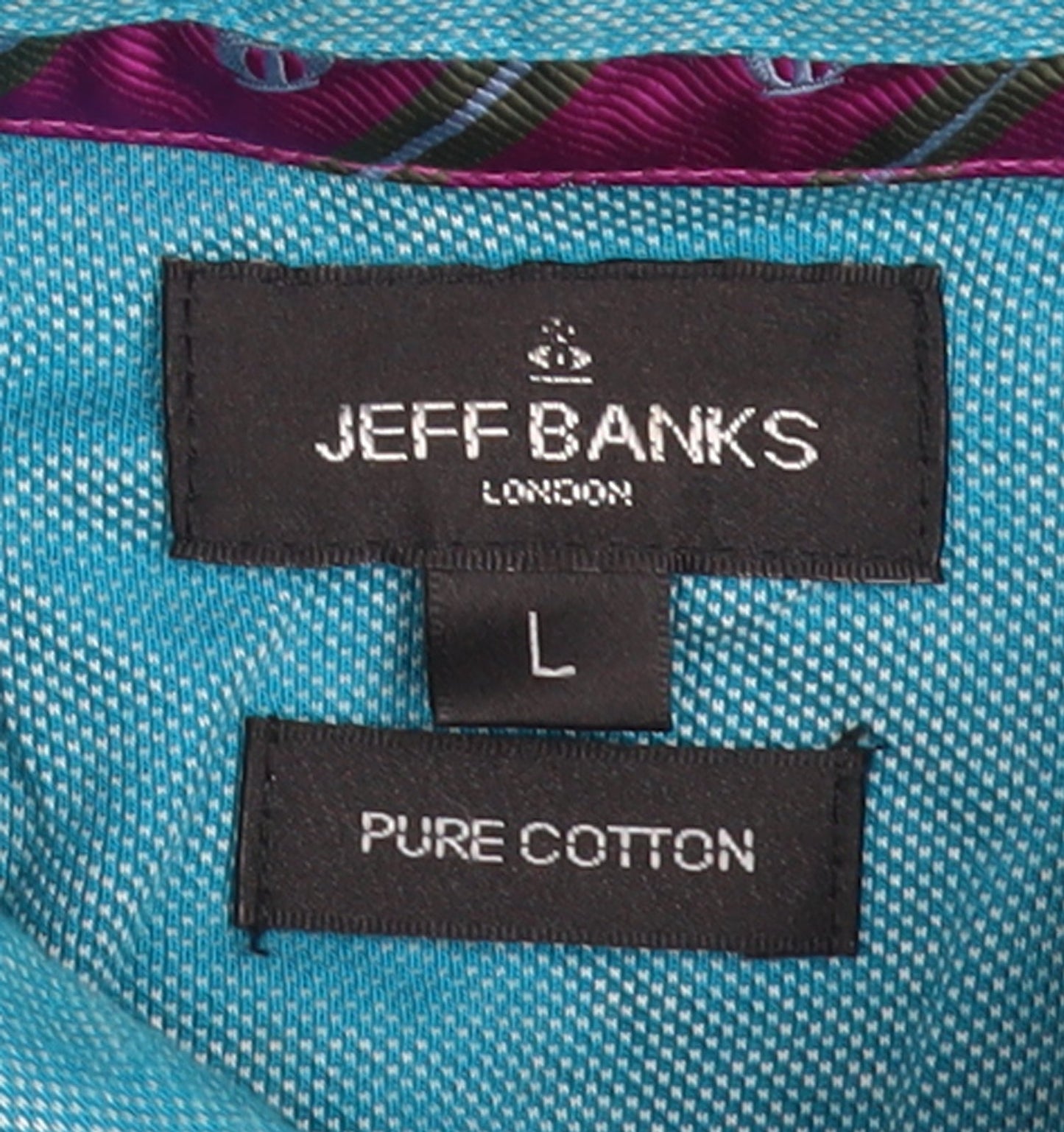 Jeff Banks Men's Blue Cotton Short Sleeve Polo Shirt Size L