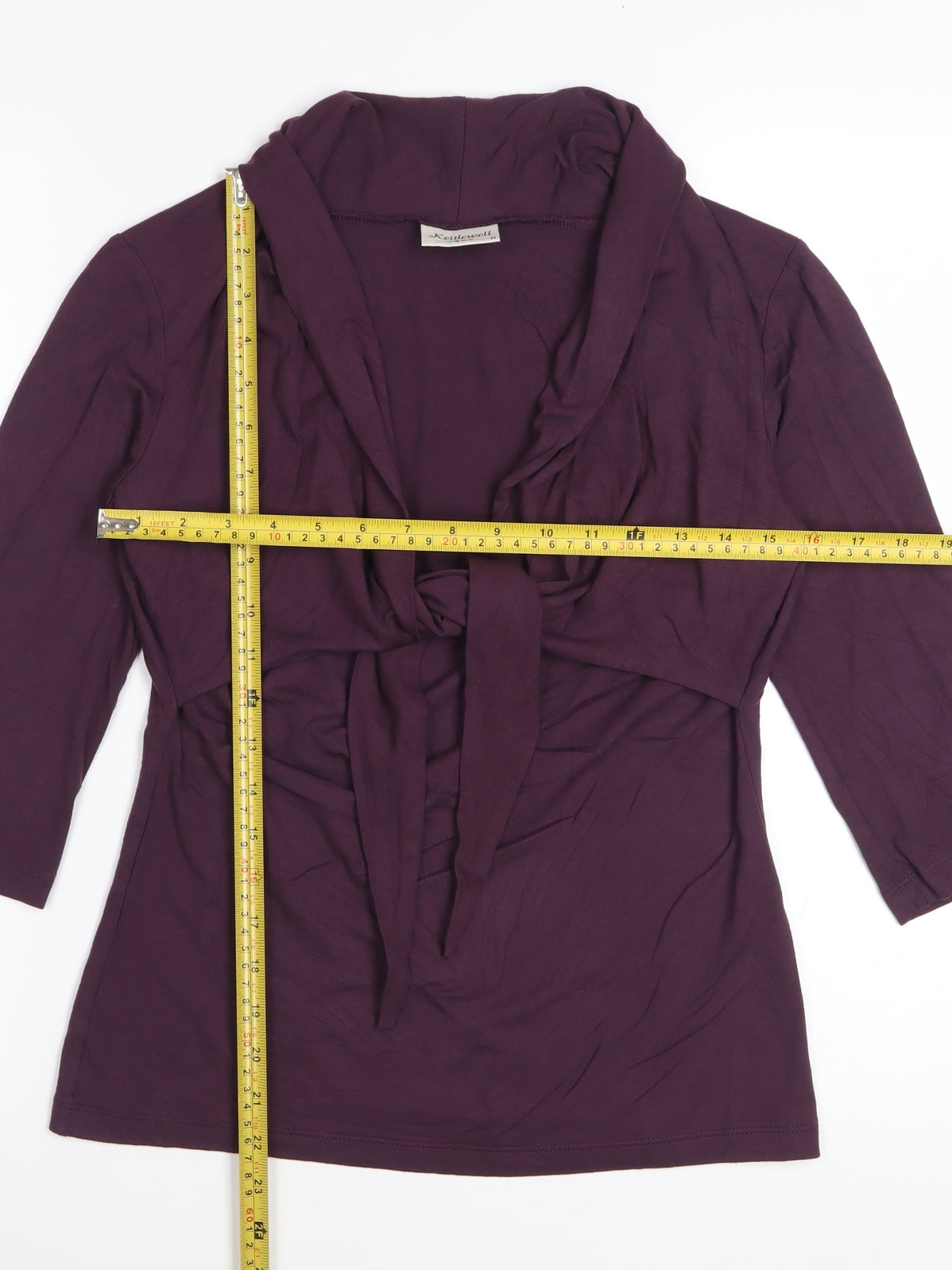Kettlewell Womens Purple Wrap Blouse 3/4 Sleeve M Viscose Top