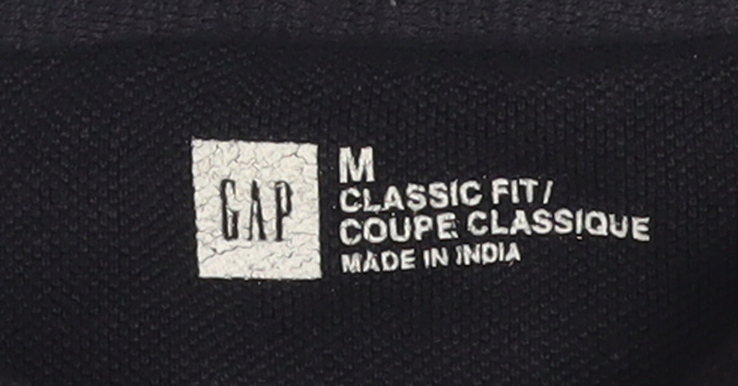 GAP Men's Black Striped Classic Fit Short Sleeve Cotton Polo M